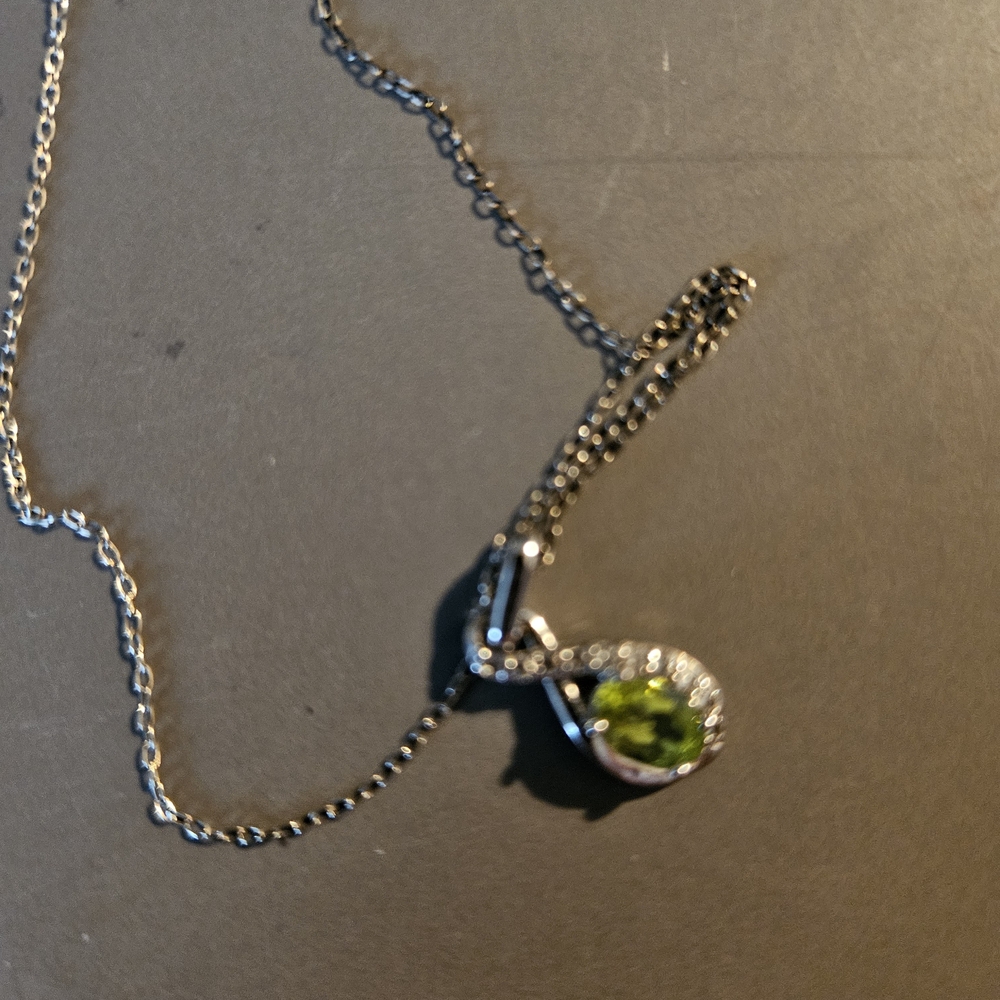 Sterling Silver Peridot Drop Necklace - Green Teardrop Pendant